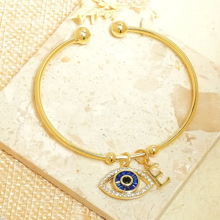 Bracelets Upakarna Personalized Evil Eye Bracelet With Initial