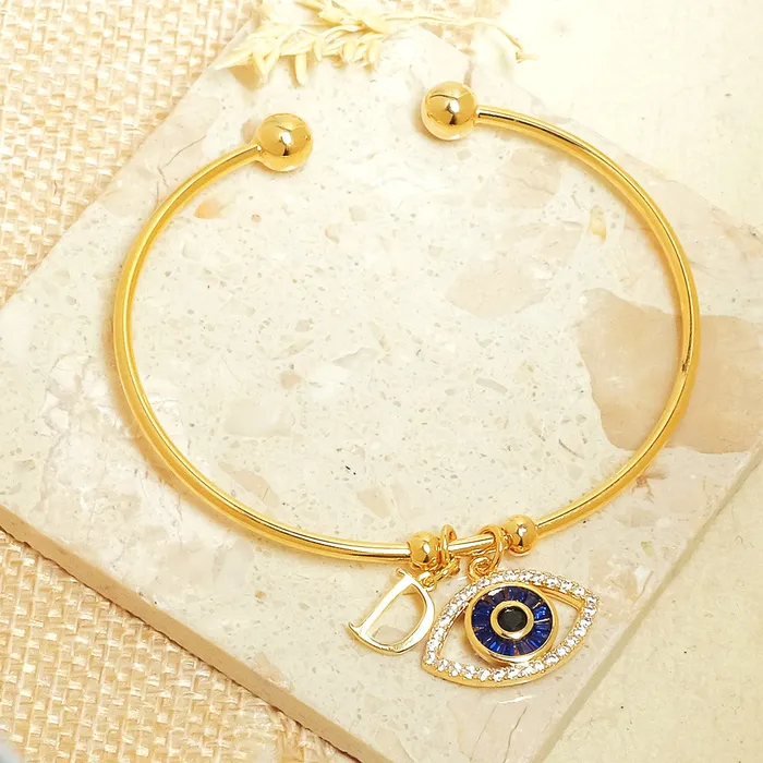 Bracelets Upakarna Personalized Evil Eye Bracelet With Initial