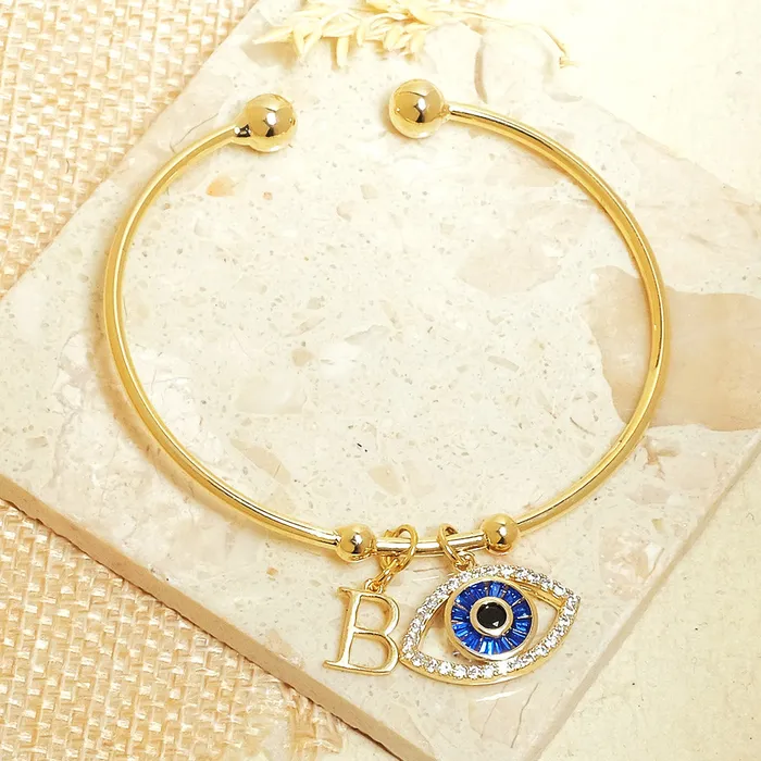 Bracelets Upakarna Personalized Evil Eye Bracelet With Initial