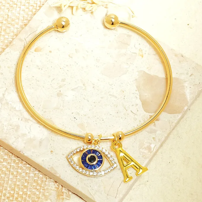 Bracelets Upakarna Personalized Evil Eye Bracelet With Initial