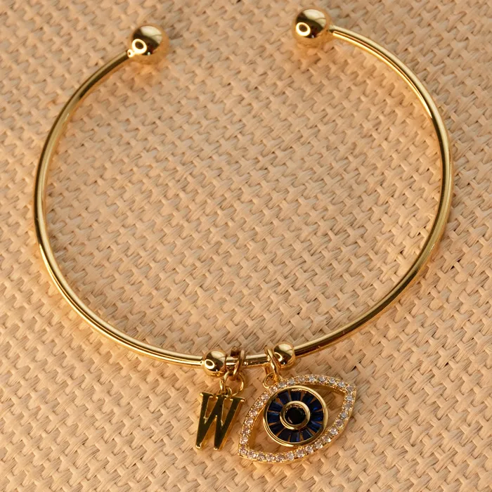 Bracelets Upakarna Personalized Evil Eye Bracelet With Initial