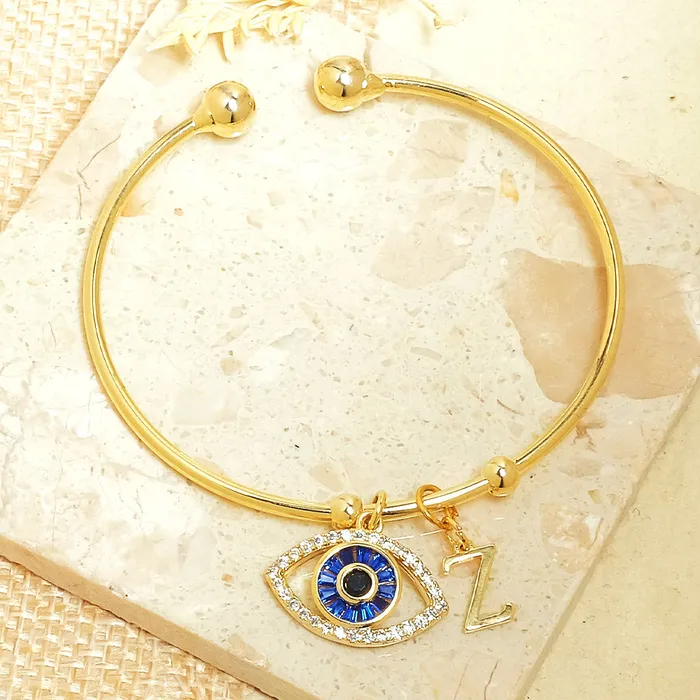 Bracelets Upakarna Personalized Evil Eye Bracelet With Initial
