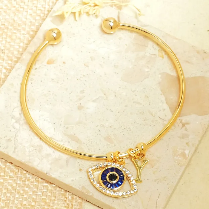 Bracelets Upakarna Personalized Evil Eye Bracelet With Initial