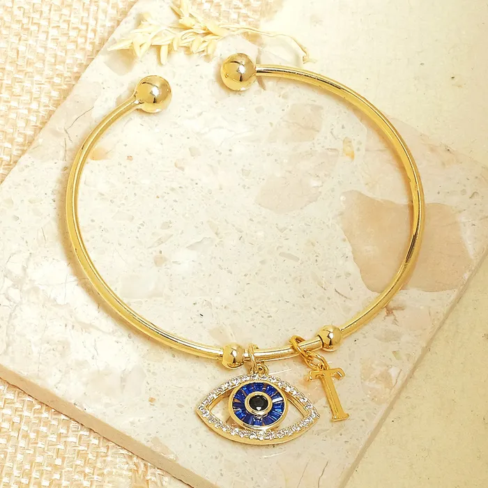 Bracelets Upakarna Personalized Evil Eye Bracelet With Initial