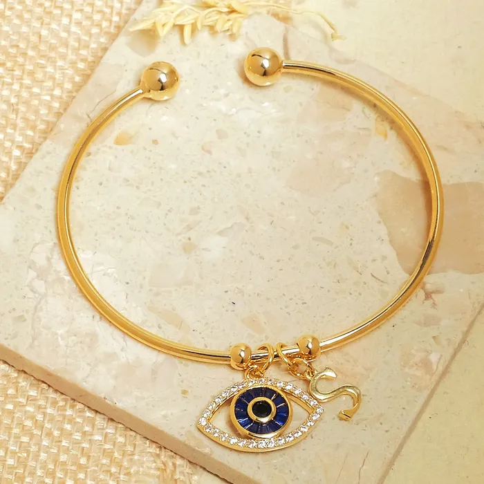 Bracelets Upakarna Personalized Evil Eye Bracelet With Initial