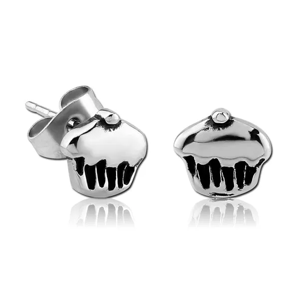 Cupcake Stainless Stud Earrings Tulsa Body Jewelry Earrings