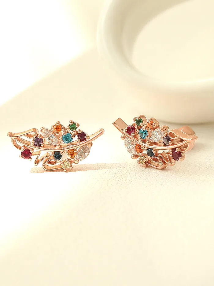 Earrings 14K Gold Colorful Cubic Leaf Cartilage Earring 18G16G MinimalBijoux