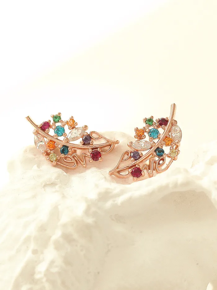 Earrings 14K Gold Colorful Cubic Leaf Cartilage Earring 18G16G MinimalBijoux