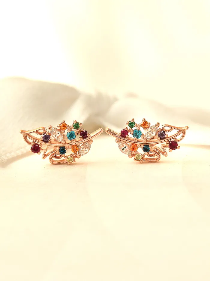 Earrings 14K Gold Colorful Cubic Leaf Cartilage Earring 18G16G MinimalBijoux