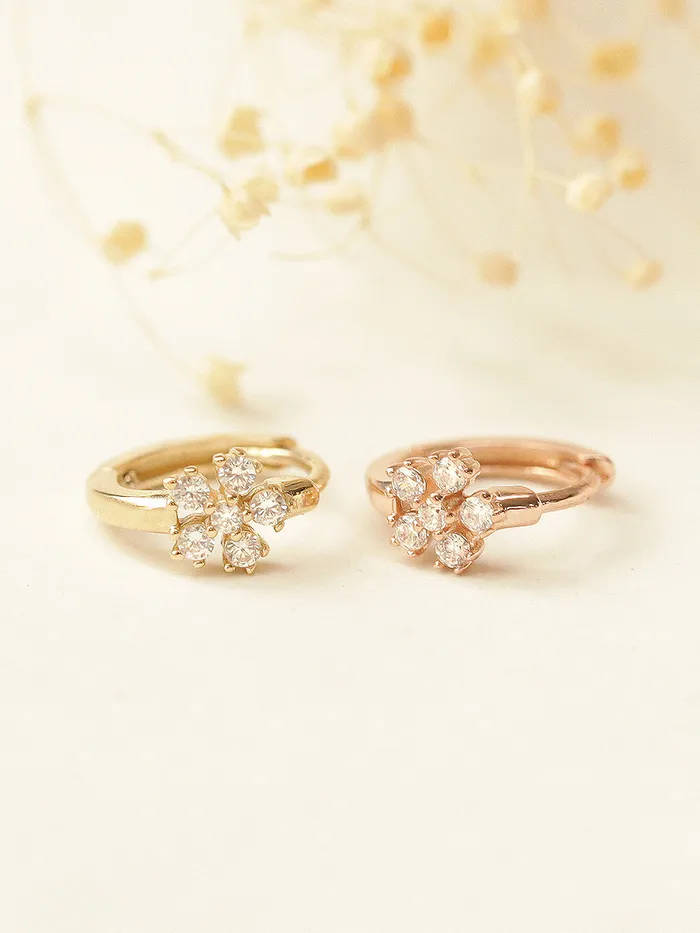 Earrings 14K Gold Cosmos Cubic Hoop Earring MinimalBijoux