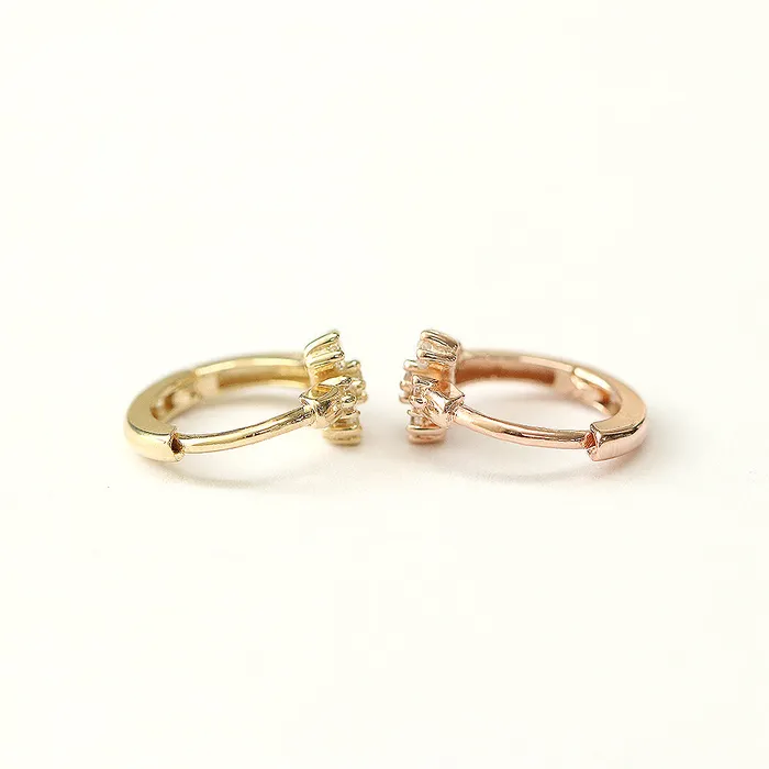 Earrings 14K Gold Cosmos Cubic Hoop Earring MinimalBijoux