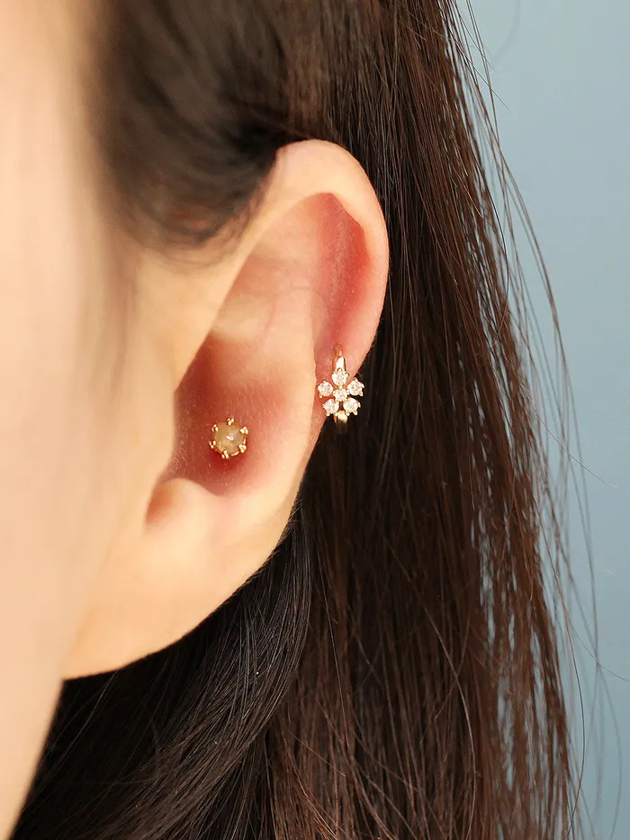 Earrings 14K Gold Cosmos Cubic Hoop Earring MinimalBijoux