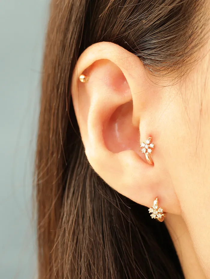 Earrings 14K Gold Cosmos Cubic Hoop Earring MinimalBijoux