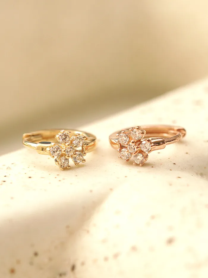 Earrings 14K Gold Cosmos Cubic Hoop Earring MinimalBijoux