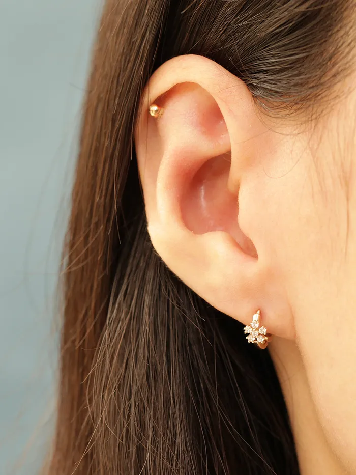Earrings 14K Gold Cosmos Cubic Hoop Earring MinimalBijoux