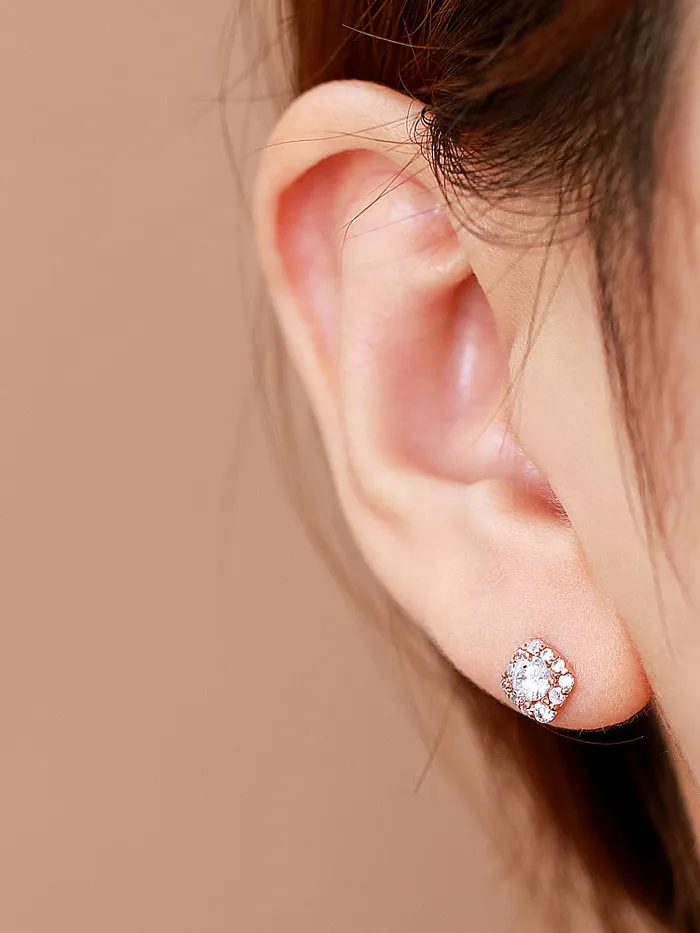 Earrings 14K Gold Round Square Cartilage Earring 18G16G MinimalBijoux