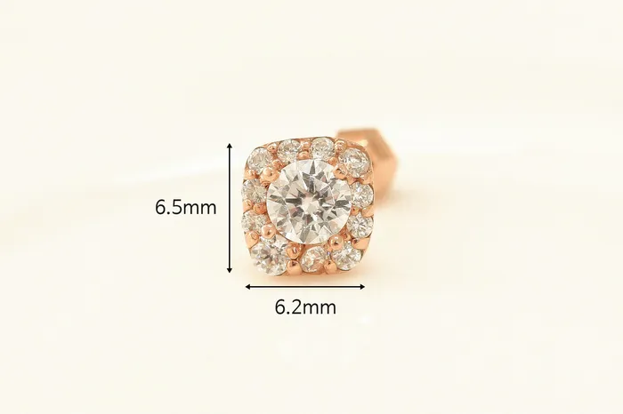 Earrings 14K Gold Round Square Cartilage Earring 18G16G MinimalBijoux