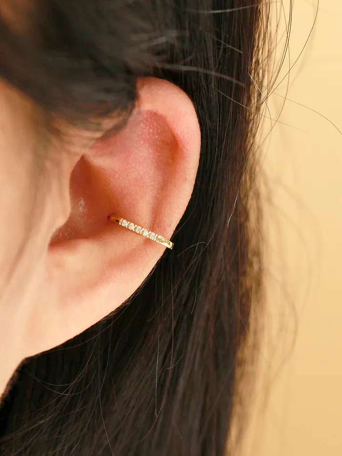 Earrings 14K Gold Slim Square Cubic Cartilage Hoop Earring MinimalBijoux