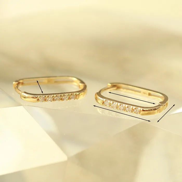 Earrings 14K Gold Slim Square Cubic Cartilage Hoop Earring MinimalBijoux