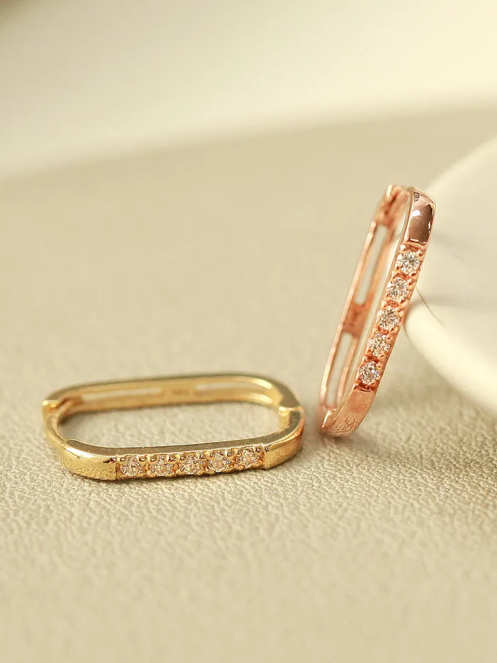 Earrings 14K Gold Slim Square Cubic Cartilage Hoop Earring MinimalBijoux