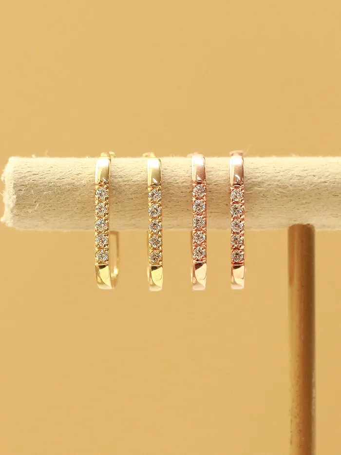 Earrings 14K Gold Slim Square Cubic Cartilage Hoop Earring MinimalBijoux