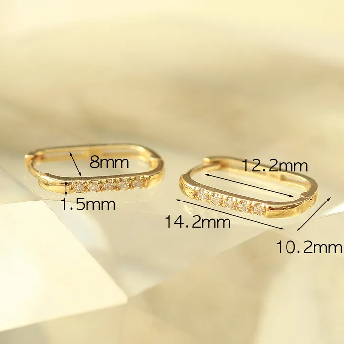 Earrings 14K Gold Slim Square Cubic Cartilage Hoop Earring MinimalBijoux