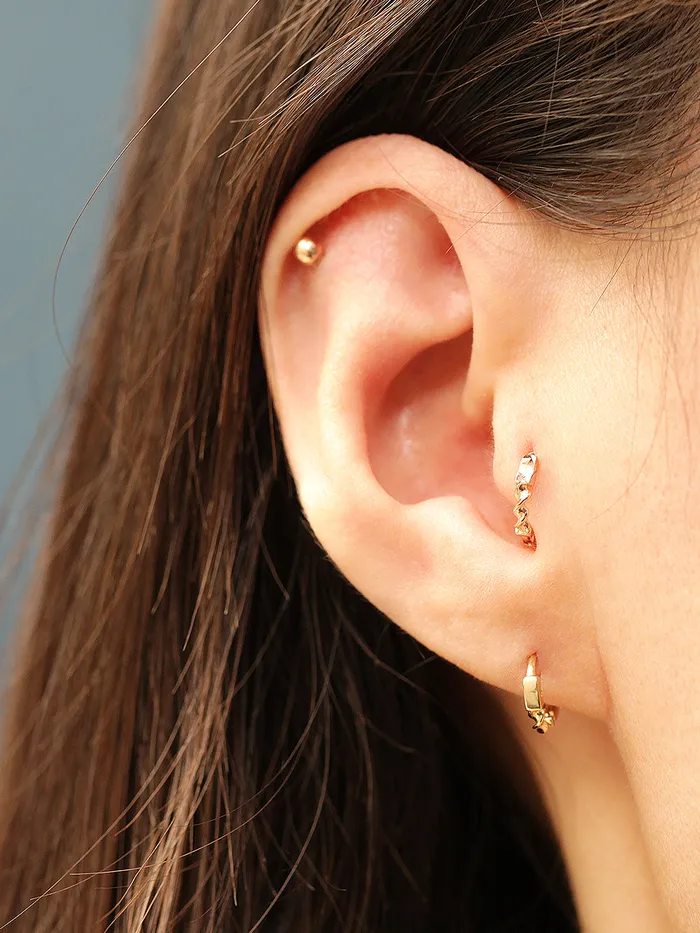 Earrings 14K Gold Twist Conch Hoop Earring MinimalBijoux