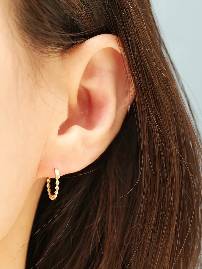 Earrings 14K Gold Twist Conch Hoop Earring MinimalBijoux