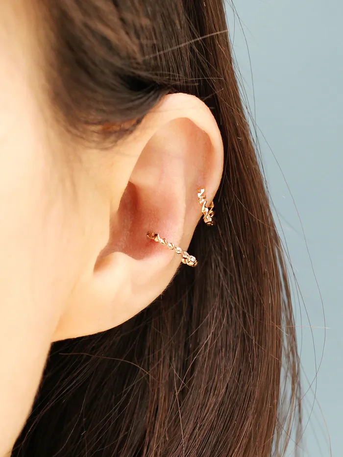 Earrings 14K Gold Twist Conch Hoop Earring MinimalBijoux