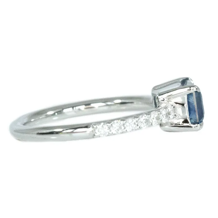 Earrings Anueva Jewelry 176ct Emerald Cut EastWest Montana Sapphire and diamonds in White Gold Low Profile