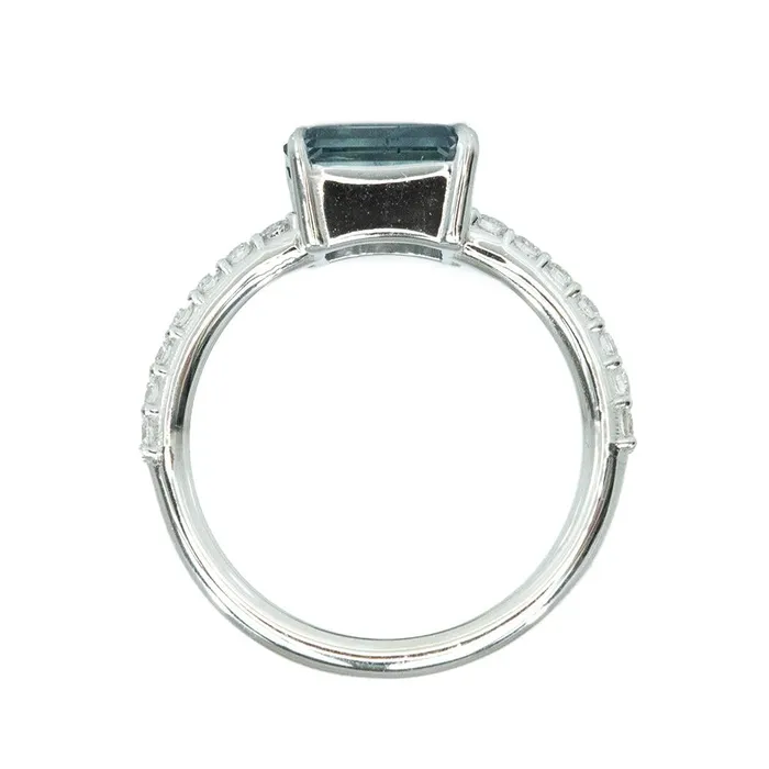 Earrings Anueva Jewelry 176ct Emerald Cut EastWest Montana Sapphire and diamonds in White Gold Low Profile