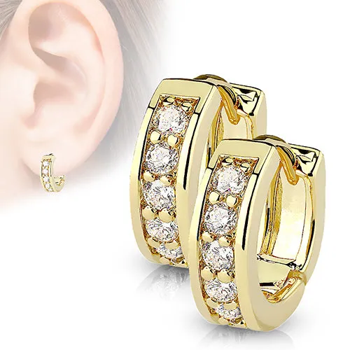 Earrings Half Circle CZ Hinged Hoop Earrings Tulsa Body Jewelry