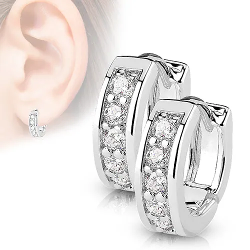 Earrings Half Circle CZ Hinged Hoop Earrings Tulsa Body Jewelry Earrings Half Circle CZ Hinged Hoop Earrings Tulsa Body Jewelry