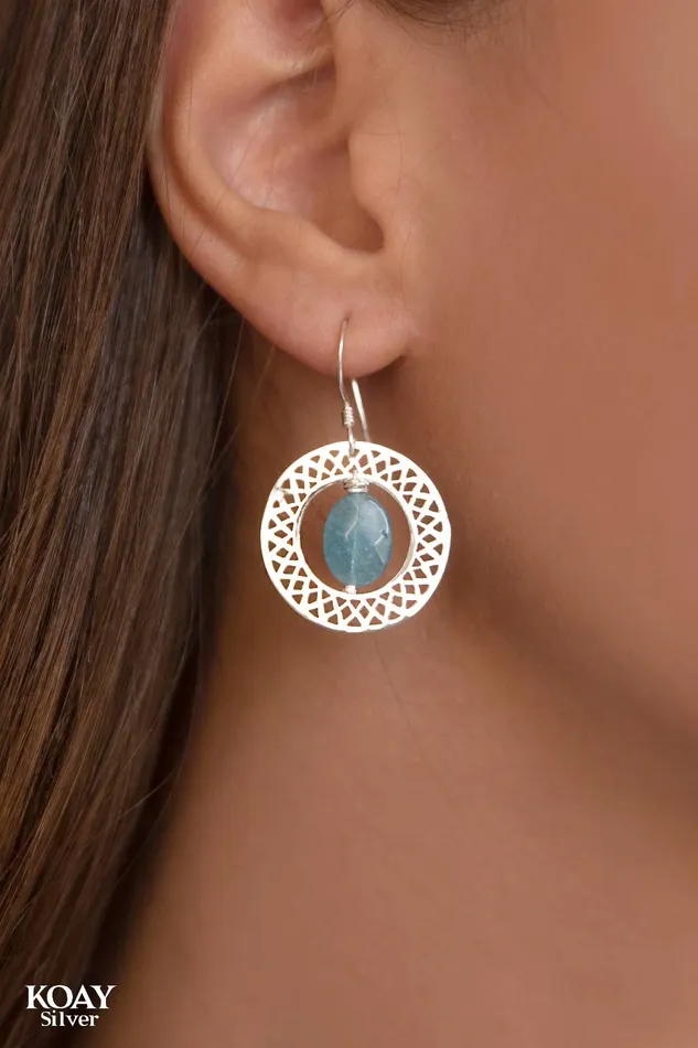 Earrings KOAY Silver Store Blue Ring Earrings Earrings KOAY Silver Store Blue Ring Earrings