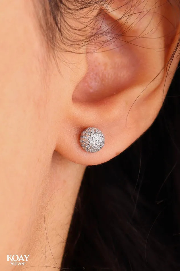 Earrings KOAY Silver Store Small Zircon Ball Earring Earrings KOAY Silver Store Small Zircon Ball Earring