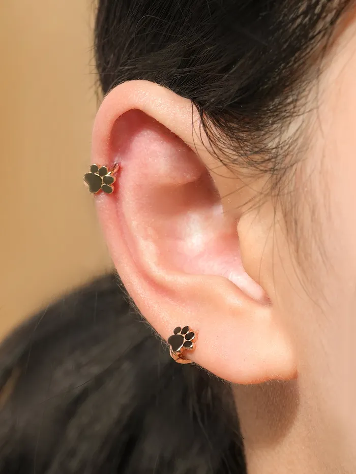 Earrings MinimalBijoux 14K 18K Jelly Paw Cartilage Hoop Earring