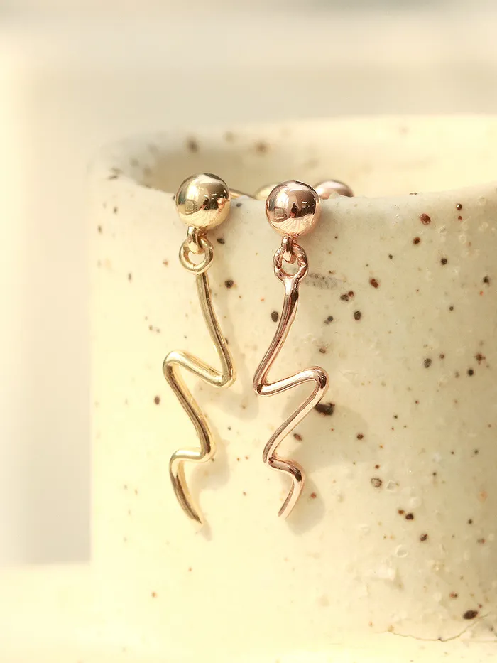 Earrings MinimalBijoux 14K Gold Ball Wave Drop Cartilage Earring 20G18G16G