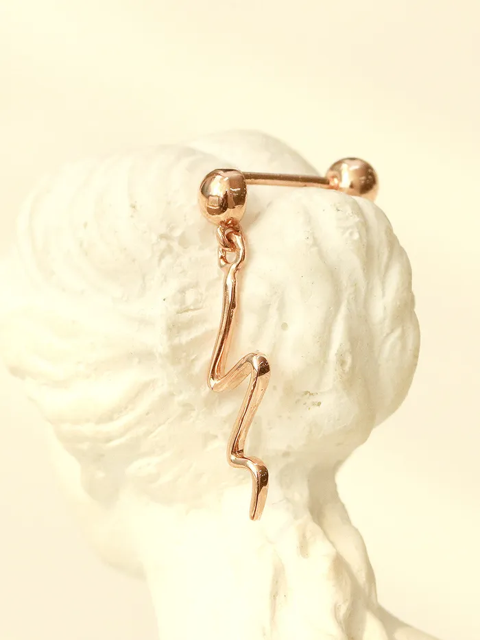Earrings MinimalBijoux 14K Gold Ball Wave Drop Cartilage Earring 20G18G16G