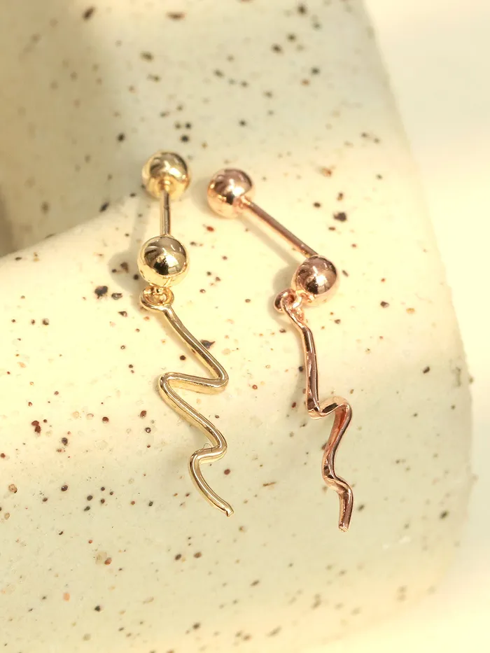 Earrings MinimalBijoux 14K Gold Ball Wave Drop Cartilage Earring 20G18G16G