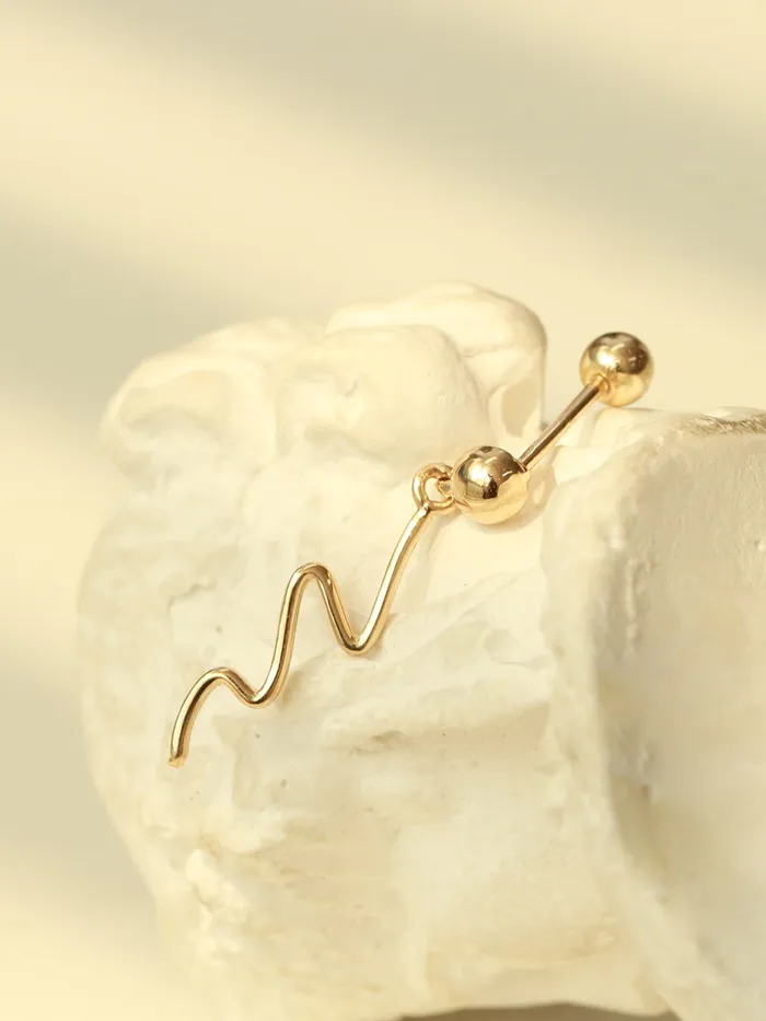 Earrings MinimalBijoux 14K Gold Ball Wave Drop Cartilage Earring 20G18G16G
