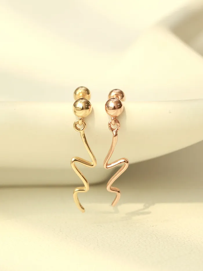 Earrings MinimalBijoux 14K Gold Ball Wave Drop Cartilage Earring 20G18G16G