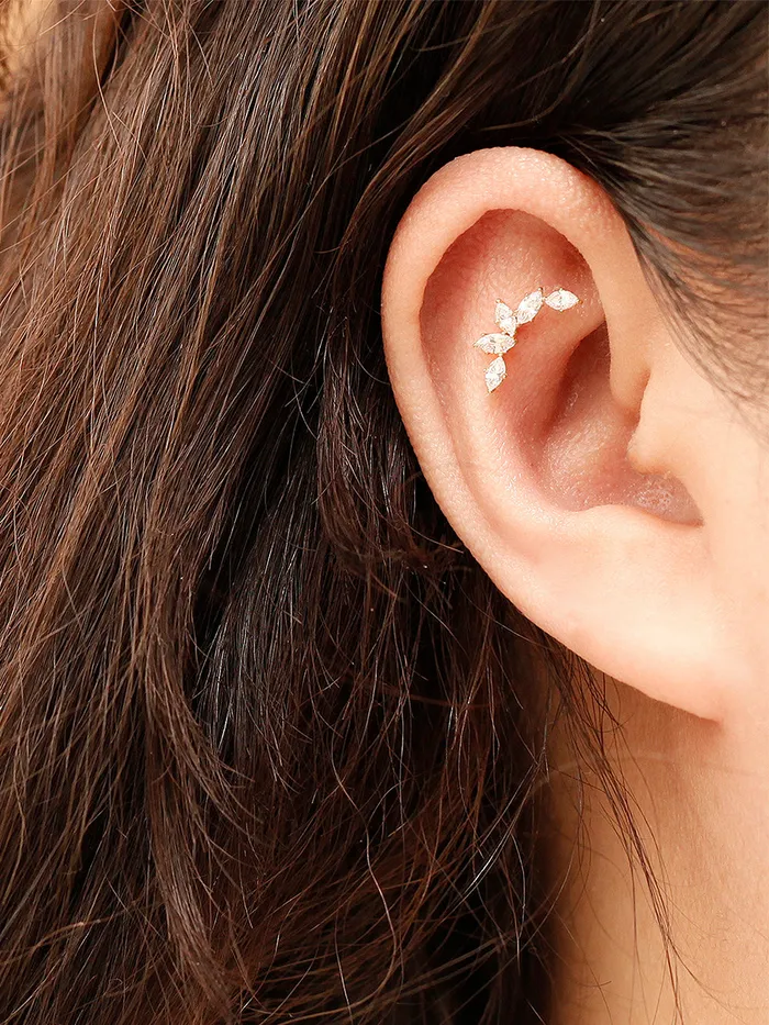 Earrings MinimalBijoux 14K Gold Boat curved Cubic Cartilage Earring 20G18G16G Earrings MinimalBijoux 14K Gold Boat curved Cubic Cartilage Earring 20G18G16G
