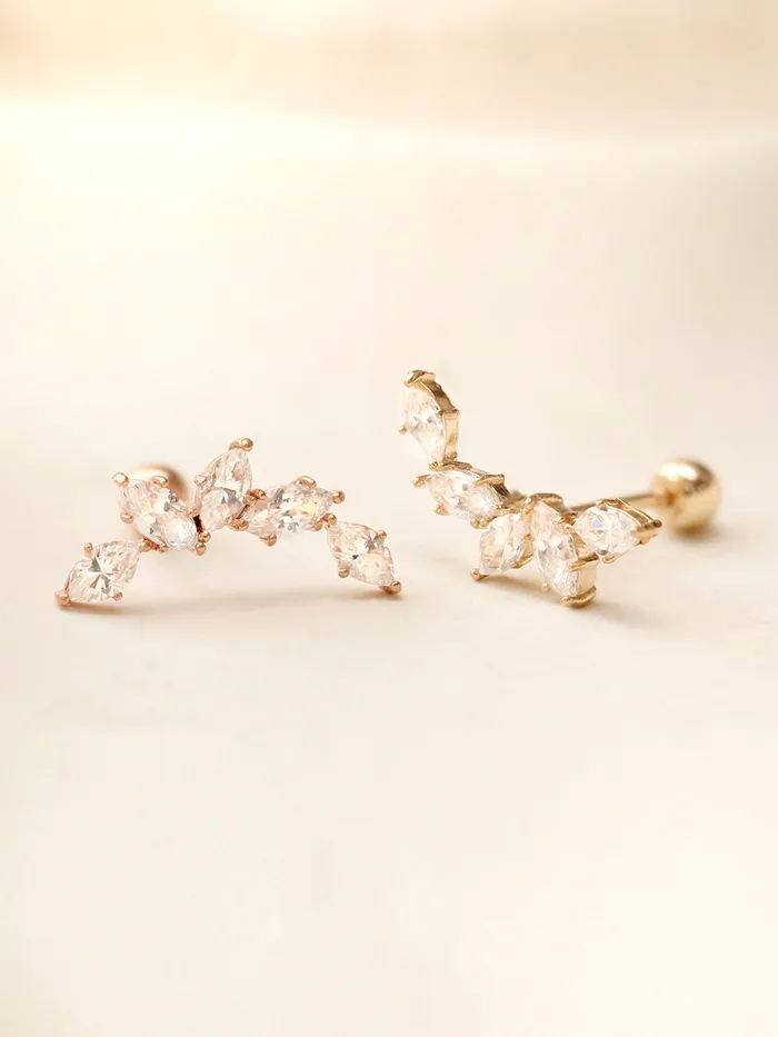 Earrings MinimalBijoux 14K Gold Boat curved Cubic Cartilage Earring 20G18G16G