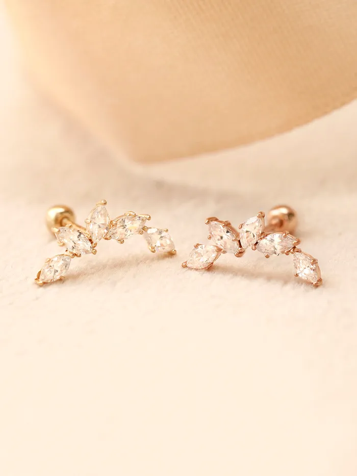 Earrings MinimalBijoux 14K Gold Boat curved Cubic Cartilage Earring 20G18G16G