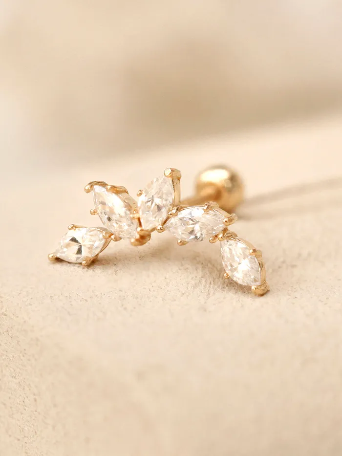 Earrings MinimalBijoux 14K Gold Boat curved Cubic Cartilage Earring 20G18G16G