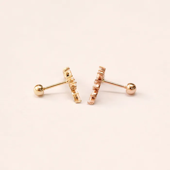 Earrings MinimalBijoux 14K Gold Boat curved Cubic Cartilage Earring 20G18G16G