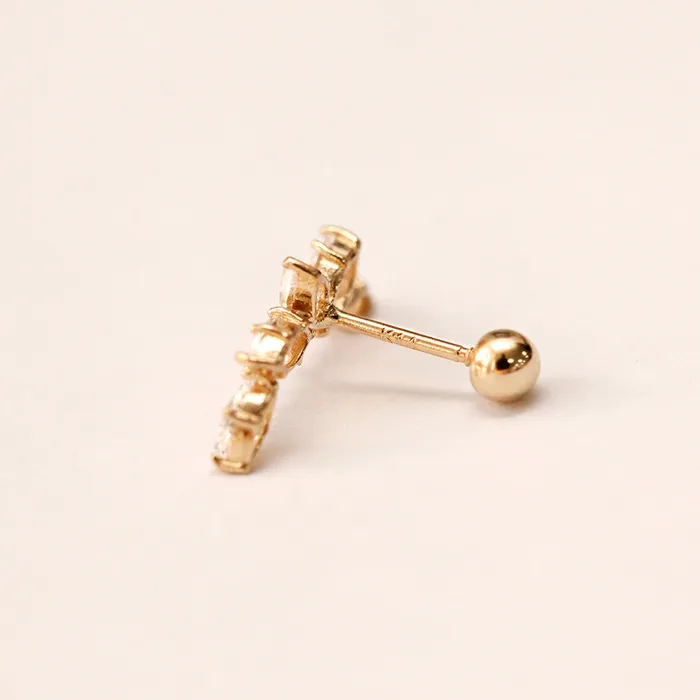 Earrings MinimalBijoux 14K Gold Boat curved Cubic Cartilage Earring 20G18G16G
