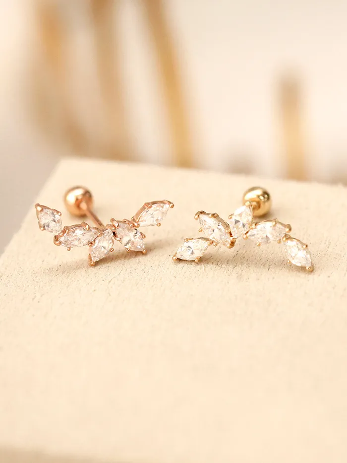 Earrings MinimalBijoux 14K Gold Boat curved Cubic Cartilage Earring 20G18G16G