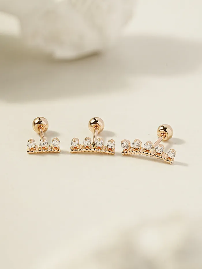 Earrings MinimalBijoux 14K Gold CZ Tiara Cartilage Earring 20G18G16G
