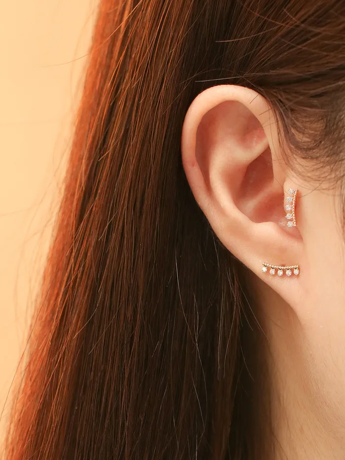 Earrings MinimalBijoux 14K Gold CZ Tiara Cartilage Earring 20G18G16G